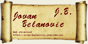 Jovan Belanović vizit kartica